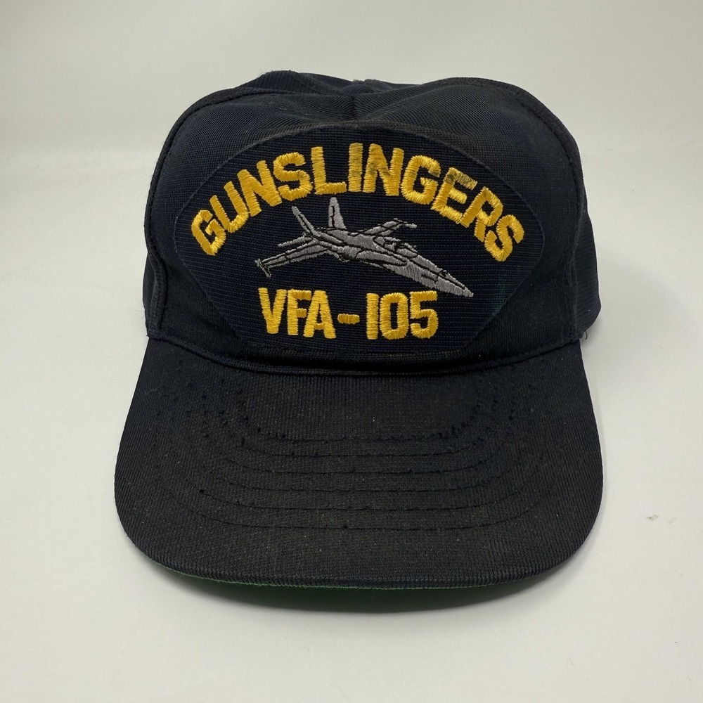 Vintage Gunslingers VFA-105 Hat Cap Snap Back Mens One Size Black Navy Jet 80s